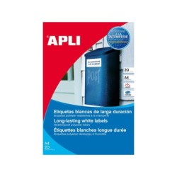 Confezione Apli da 960 etichette bianche resistenti agli agenti atmosferici - Dimensioni 45,7x21,2 mm - 20 fogli x 48 etichette