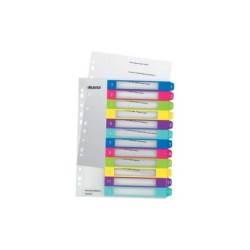 Leitz WOW Indice de Plastico Imprimible Multicolor 12 Pestañas - Multitaladro - Formato A4 - Color Translucido
