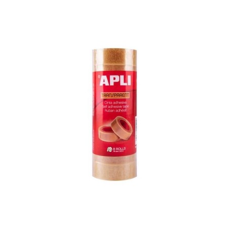 Apli Pack de 8 Cintas Adhesivas Transparentes 19 mm x 33 m