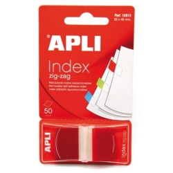 Pellicola adesiva Apli Indexes Zigzag Film 45x25mm Dispenser da 50 - Facile da applicare - Design a zigzag - Rosso