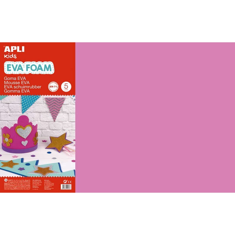 Apli Gomma Eva Rosa 600x400 - 5 Fogli di Schiuma Morbida e Flessibile Apli Gomma Eva Rosa 600x400 - 5 Fogli di Schiuma Morbida e Flessibile