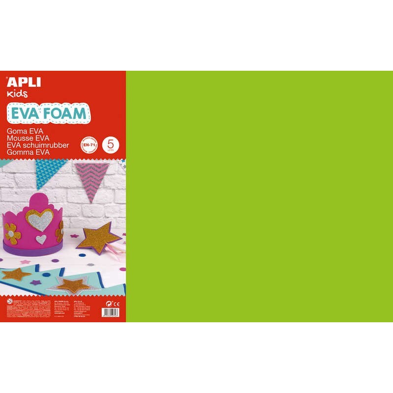 Apli Gomma Eva Verde Chiaro 600x400 - 5 Fogli Grandi e Flessibili - Ideale per Artigianato e Decorazione Apli Gomma Eva Verde Chiaro 600x400 - 5 Fogli Grandi e Flessibili - Ideale per Artigianato e Decorazione