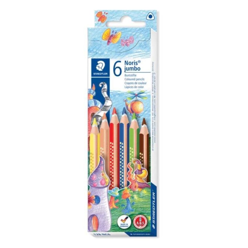 Staedtler Jumbo Noris 128 Confezione da 6 matite colorate triangolari - Design ergonomico - Colori assortiti Staedtler Jumbo Noris 128 Confezione da 6 matite colorate triangolari - Design ergonomico - Colori assortiti