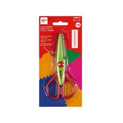 Apli Tijera Creativa Zigzag de 13cm - Punta Redondeada - Ergonomica Ambidiestra - Corta Todo Tipo de Material - Color Verde