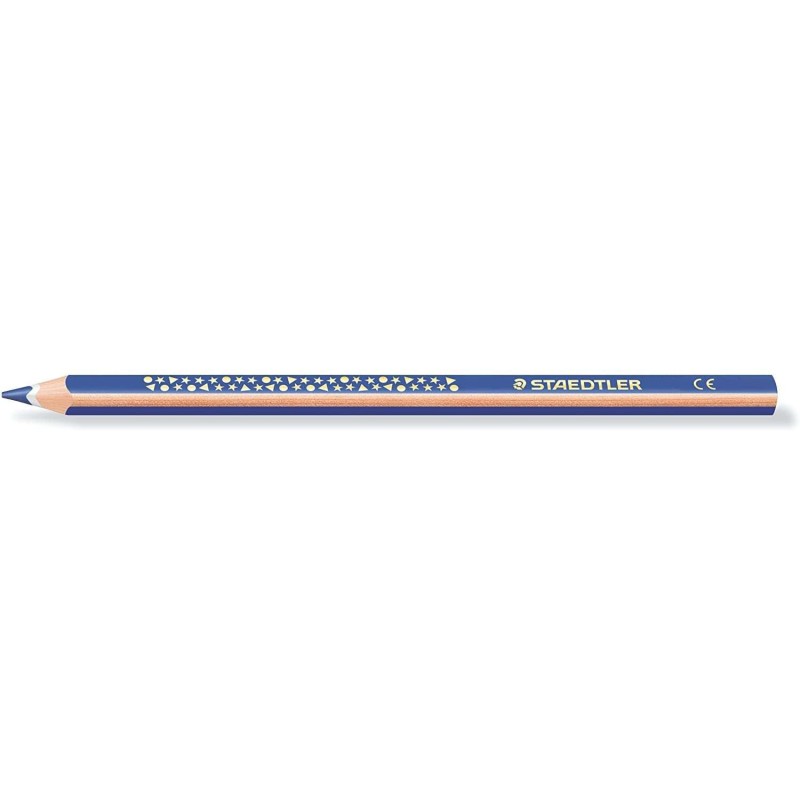 Matita colorata triangolare Staedtler Jumbo Noris 128 - Mina da 4 mm - Resistenza alla rottura - Design ergonomico - Colore blu Matita colorata triangolare Staedtler Jumbo Noris 128 - Mina da 4 mm - Resistenza alla rottura - Design ergonomico - Colore blu