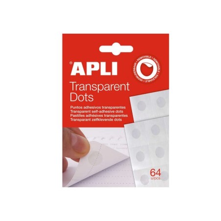 Apli Dot Puntos Adhesivos Removibles 64 U - Adhesivo Removible - Facil de Usar - Ideal para Manualidades y Oficina - Blanco