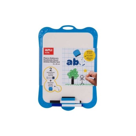 Apli Pizarra Blanca Rigida con Borrador y Rotuladores - Tamaño 180 x 280 mm