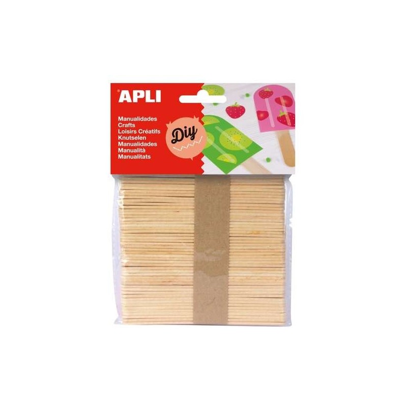 Confezione da 50 bastoncini da polo in legno naturale Apli 114 x 10 mm - Colore legno
