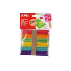 Apli Confezione da 50 Bastoncini da Polo in Legno Naturale 114 x 10 mm - Colori Assortiti