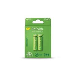 GP ReCyko Confezione da 2 batterie ricaricabili 1300mAh AA 1,2V - Pre-caricate - Realizzate con oltre il 10% di materiali ricicl