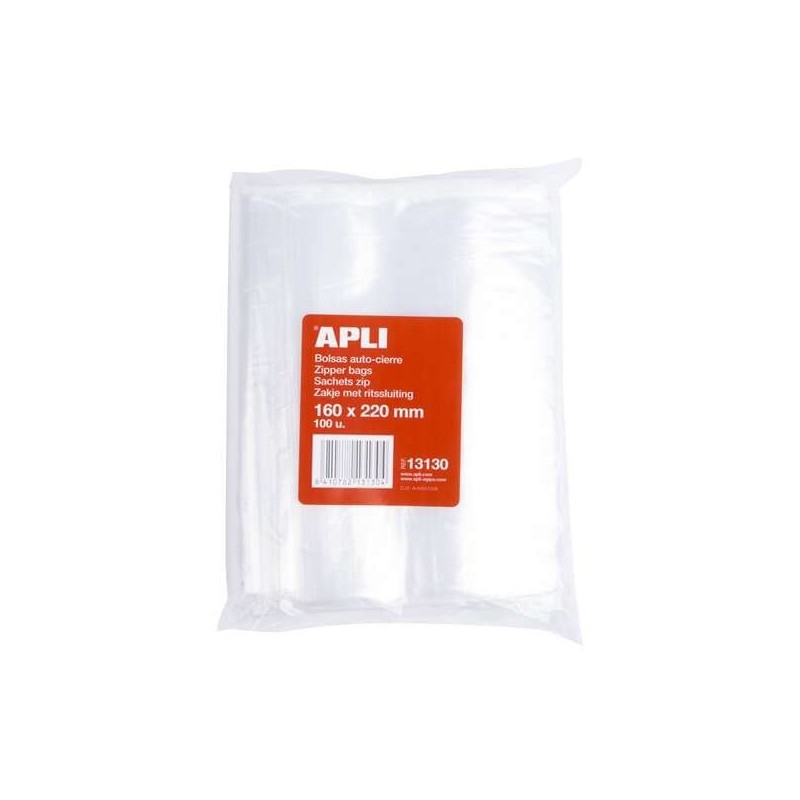 Apli Confezione da 100 Buste Autosigillanti 160 x 220 mm - Chiusura Sicura - Adatto per Alimenti Apli Confezione da 100 Buste Autosigillanti 160 x 220 mm - Chiusura Sicura - Adatto per Alimenti