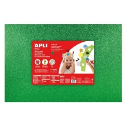 Gomma Eva Glitter Verde Apli 600x400mm - 3 Fogli Lucidi e Flessibili