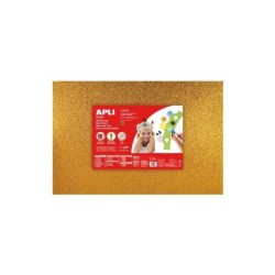 Apli Pack de 3 Goma Eva Purpurina Oro 600 x 400 mm - Grosor 2 mm - Impermeable - Moldeable al Calor - Color Oro
