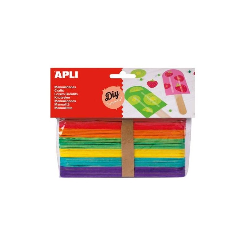 Apli Confezione da 40 Bastoncini da Polo Jumbo in Legno Naturale 150 x 18 mm - Colori Assortiti Apli Confezione da 40 Bastoncini da Polo Jumbo in Legno Naturale 150 x 18 mm - Colori Assortiti