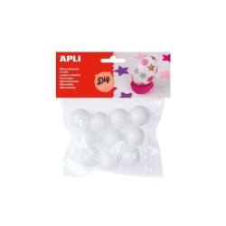 Apli Pack de 10 Bolas de Porexpan Ø 25 mm - Color Blanco
