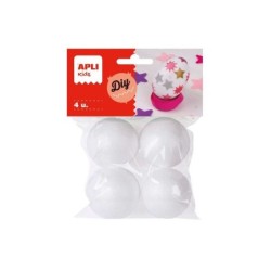 Apli Pack de 4 Bolas de Porexpan Ø 45 mm - Color Blanco