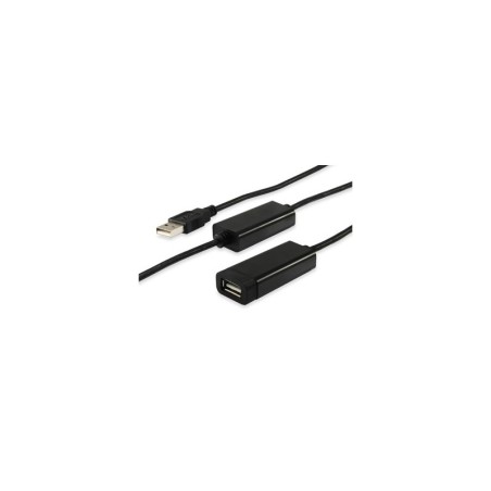 Equip Cable Alargador USB 2.0 Activo - Doble Blindaje - Longitud 15m - Color Negro