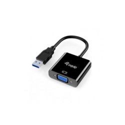 Equip Adaptador USB 3.0 a VGA - Tasa de Transferencia 5 Gbit/s - Maxima Resolucion 1920x1080p - Color Negro