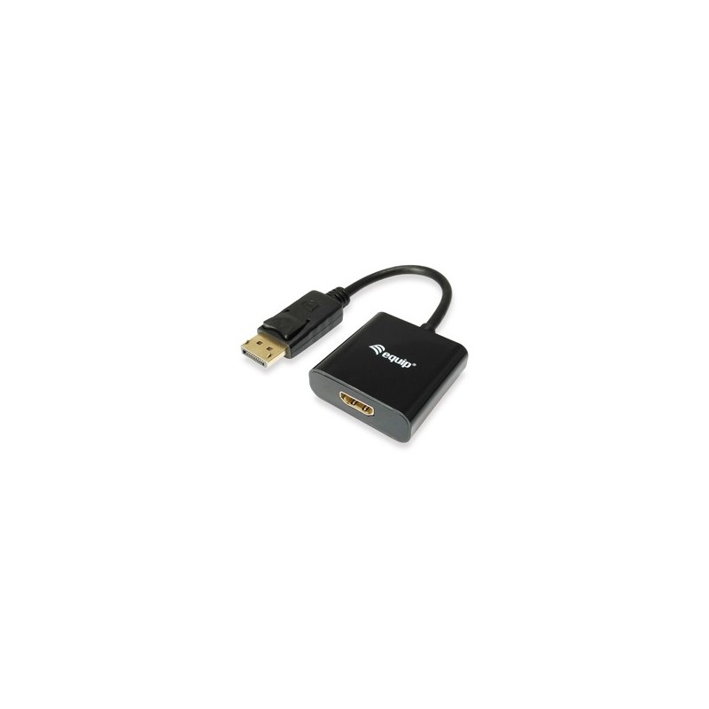 Equipaggia adattatore DisplayPort maschio a HDMI femmina - Risoluzione fino a 1080p - Lunghezza 15 cm - Colore nero
