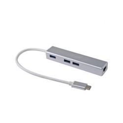Equip Hub USB-C con 3x USB 3.0 y Adaptador Gigabit  - Velocidad de hasta 5Gbps - Carcasa de Aluminio