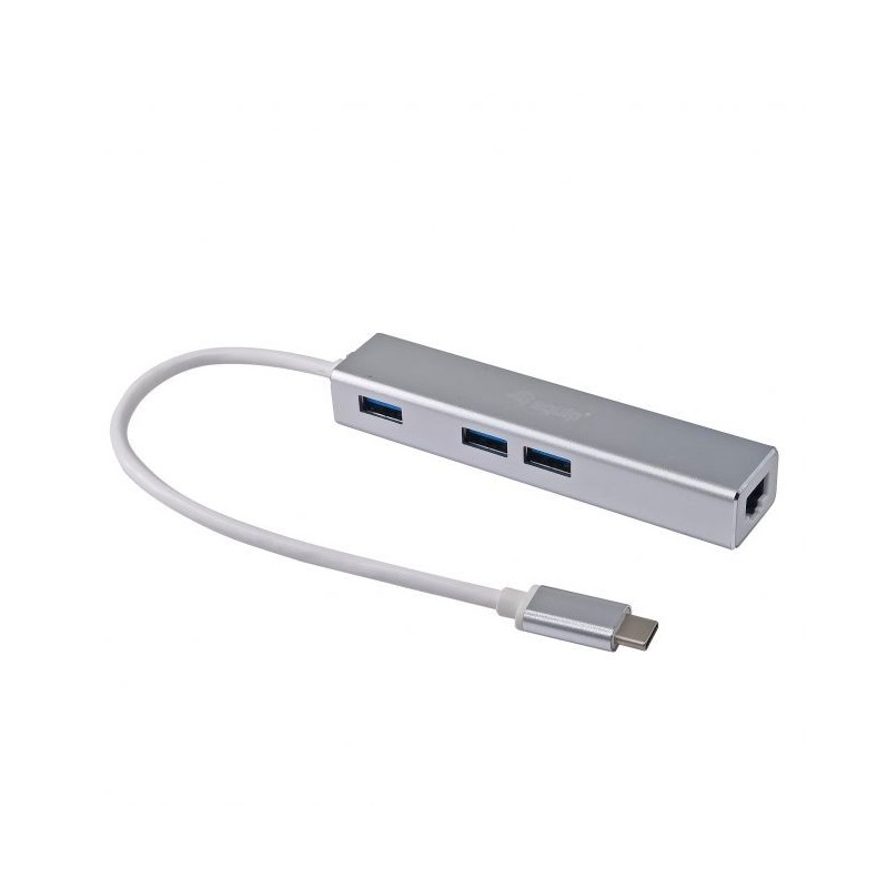 Equip Hub USB-C con 3x USB 3.0 y Adaptador Gigabit - Velocidad de hasta 5Gbps - Carcasa de Aluminio Equip Hub USB-C con 3x USB 3.0 y Adaptador Gigabit - Velocidad de hasta 5Gbps - Carcasa de Aluminio
