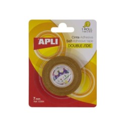 Nastro biadesivo Apli 7 mm x 10 m - Facile da tagliare e applicare - Adesione forte e duratura - Trasparente Trasparente