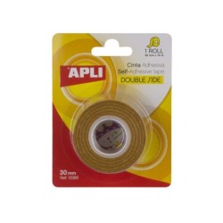 Nastro biadesivo Apli 30 mm x 10 m - Facile da tagliare e applicare - Adesione forte e duratura - Trasparente