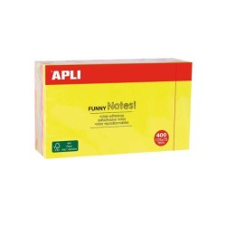 Apli Funny Sticky Notes 125x75mm - Blocco da 400 fogli - 4 colori assortiti - Fluorescente