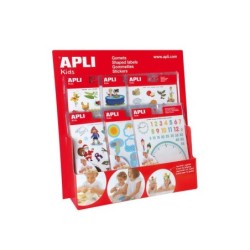Apli Expositor Gomets Tematicos - Tamaño Mostrador - 60 Bolsas Incluidas - Temas Variados - Colorido