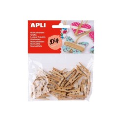 Apli Pack de 45 Mini Pinzas de Madera Natural 25 x 3 mm - Color Madera