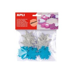 Apli Formas Goma Eva Adhesivas Copo de Nieve Purpurina 22 U - Decoracion Navideña - Faciles de Pegar - Brillantes y Llamativas