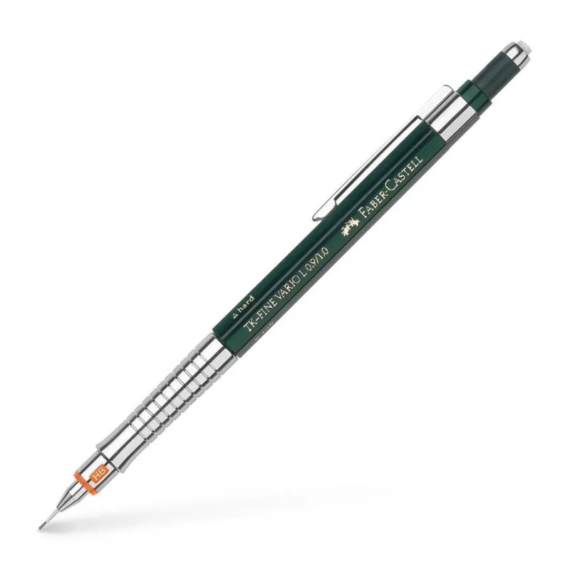 Faber-Castell TK-Fine Vario L Portamine HB 1 mm - Con gomma - Clip in metallo - Colore verde Faber-Castell TK-Fine Vario L Portamine HB 1 mm - Con gomma - Clip in metallo - Colore verde