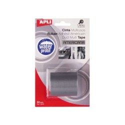 Apli Cinta Americana Multiusos - 50mm x 5m - Resistente al Agua y a la Intemperie - Adhesivo Fuerte y Duradero - Gris