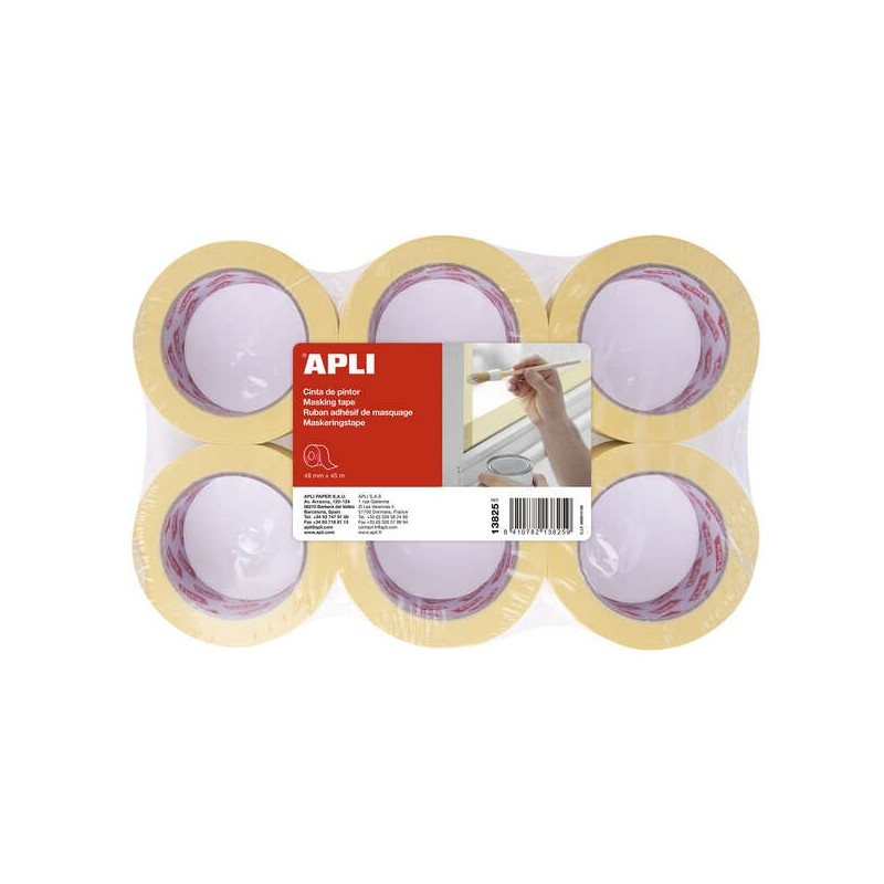 Rotolo di nastro per pittori Apli 48 mm x 45 m - Adesivo ad alta resistenza - Facile da tagliare e applicare 6pz 6pz Rotolo di nastro per pittori Apli 48 mm x 45 m - Adesivo ad alta resistenza - Facile da tagliare e applicare 6pz 6pz