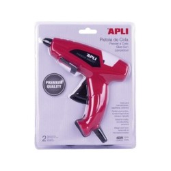 Pistola per colla a caldo Apli da 40 W per stick di Ø11 mm - Include 2 stick di colla da Ø11 mm x 10 cm - Colore rosso