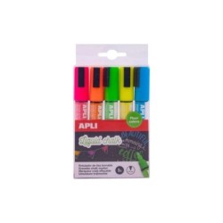 Apli Pack de 5 Rotuladores de Tiza Liquida Punta Redonda - Punta 5.5 mm - Secado Rapido - Colores Surtidos