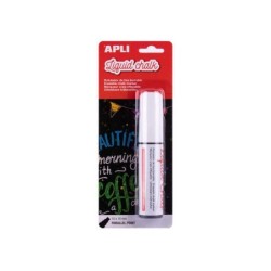 Apli Rotulador de Tiza Liquida Paralelo 10x15mm Blanco - Facil de Borrar con Paño Humedo - Secado Rapido y Uso Sencillo