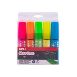 Pennarelli a Gesso Liquido Apli - Punta Parallela 10x15mm - Colori Assortiti per Lavagne e Superfici Non Porose