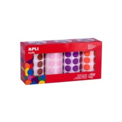 Apli Gomets Redondos Ø 20mm - Pack de 4 Rollos en Colores Surtidos - Adhesivo Permanente - 7080 Gomets en Total