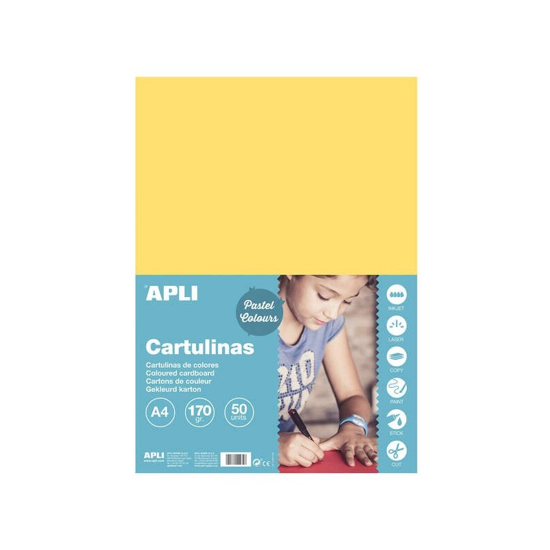 Apli Cartoncino Giallo Chiaro A4 170g 50 Fogli Apli Cartoncino Giallo Chiaro A4 170g 50 Fogli