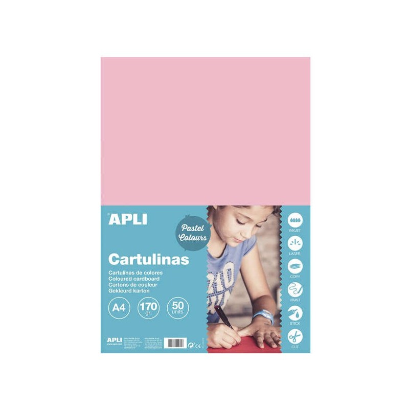 Apli Cartoncino Rosa A4 170g 50 Fogli Apli Cartoncino Rosa A4 170g 50 Fogli
