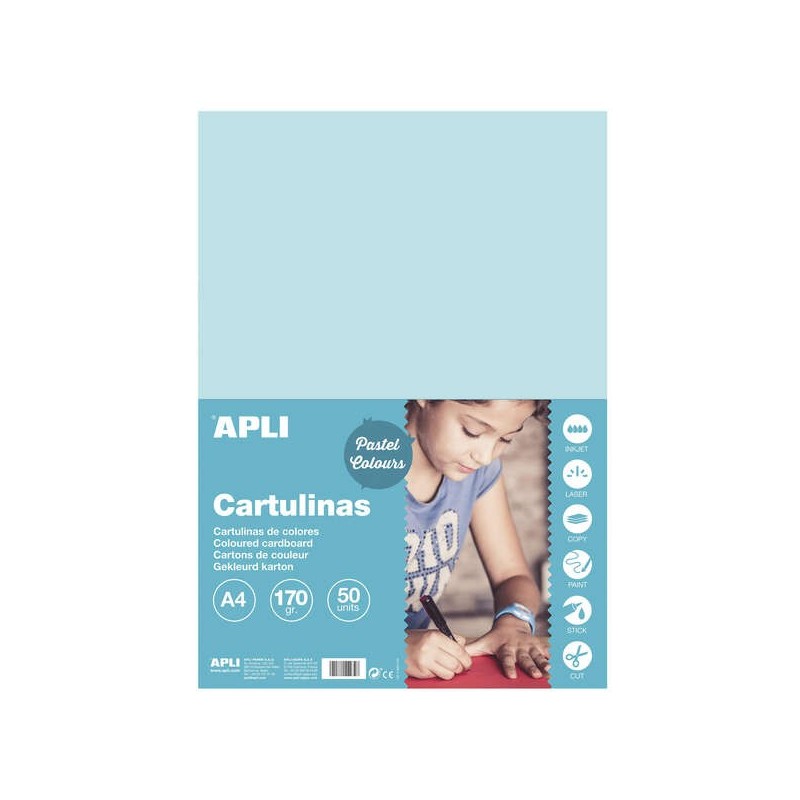 Apli Cartulina Azul Claro A4 170g 50 Hojas Apli Cartulina Azul Claro A4 170g 50 Hojas