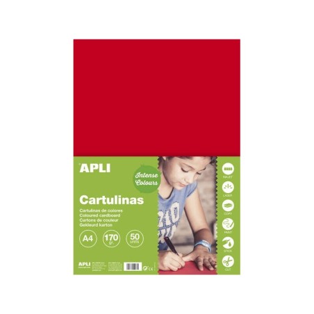 Apli Cartulina Roja A4 170g 50 Hojas