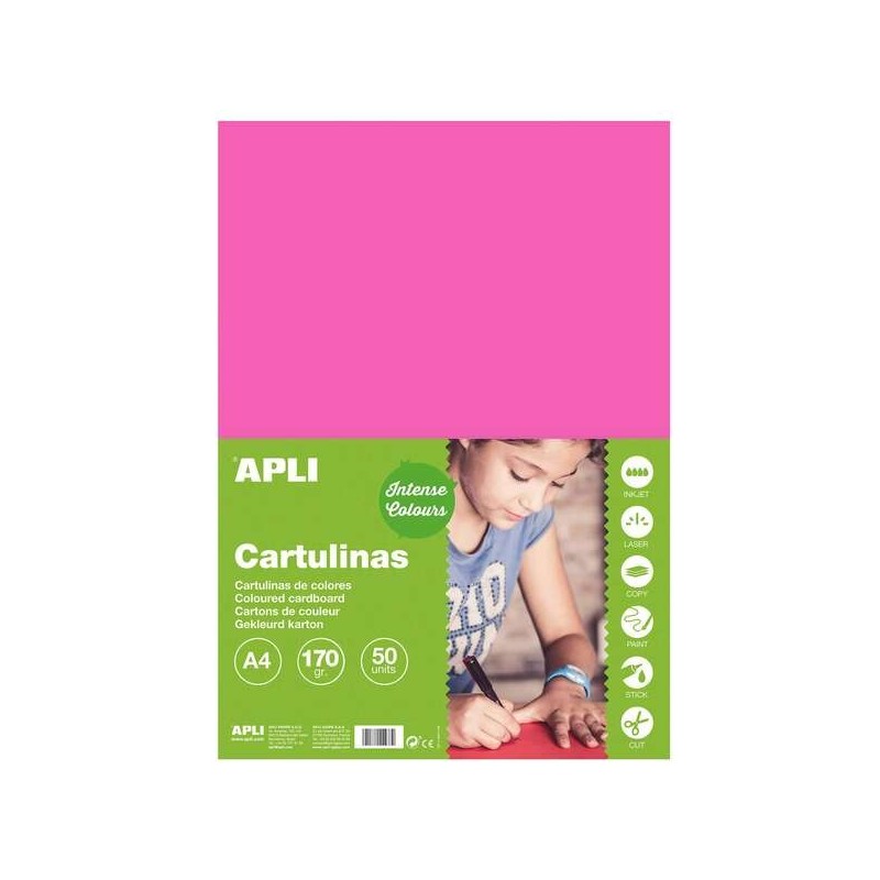 Apli Cartulina Fucsia A4 170g 50 Hojas