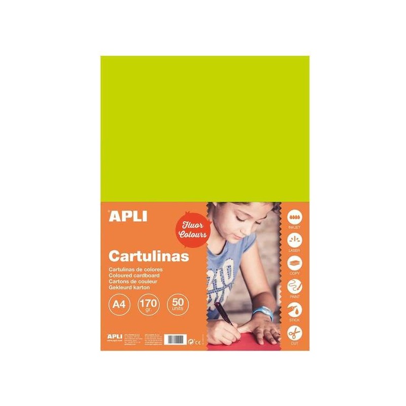 Cartoncino Apli Verde Fluorescente A4 170g 50 Fogli Cartoncino Apli Verde Fluorescente A4 170g 50 Fogli