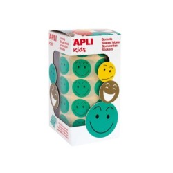Apli Gomets Green Happy Face Ø 20mm - Adesivo Removibile - 900 Gomets per Rotolo - Ideale per Motivare e Premiare i Bambini