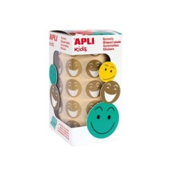 Apli Gomets Cara Feliz Dorados - Ø 20mm - Adhesivo Removible - 900 Unidades por Rollo