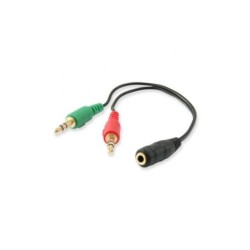 Equipaggia cavo audio jack 3,5 mm femmina a 2x jack 3,5 mm maschio - lunghezza 13 cm - colore nero