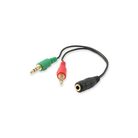 Equipaggia cavo audio jack 3,5 mm femmina a 2x jack 3,5 mm maschio - lunghezza 13 cm - colore nero
