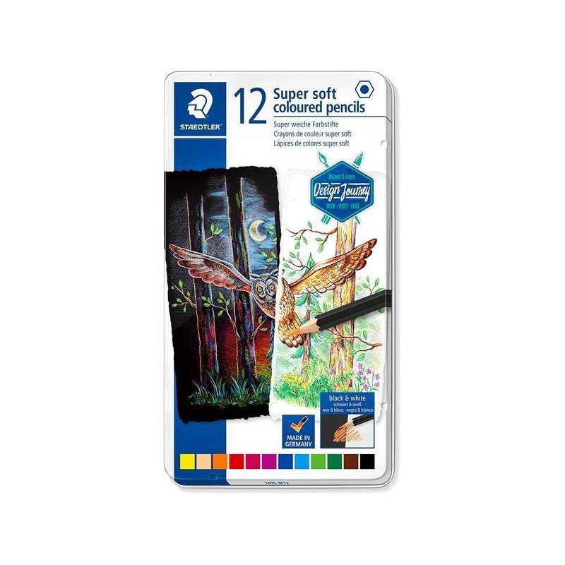 Staedtler Super Soft 149C Confezione da 12 matite colorate - Mina extra morbida - Colori assortiti Staedtler Super Soft 149C Confezione da 12 matite colorate - Mina extra morbida - Colori assortiti